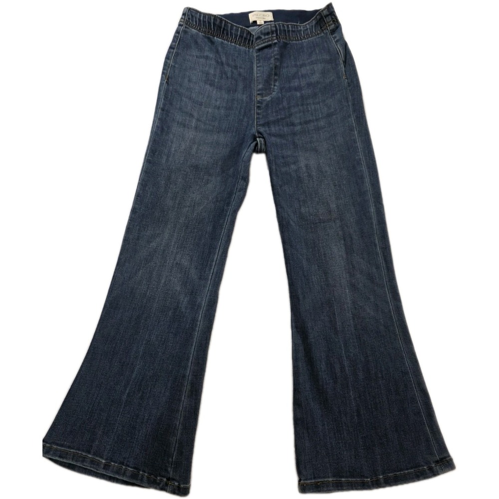 Pilcro By Anthropologie Womens Jeans Flare Medium Wash Elasticized Waistband XS